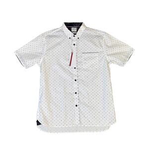 Level Ten Peached Poplin Button Up Cotton Shortsleeve Shirt US Men's L